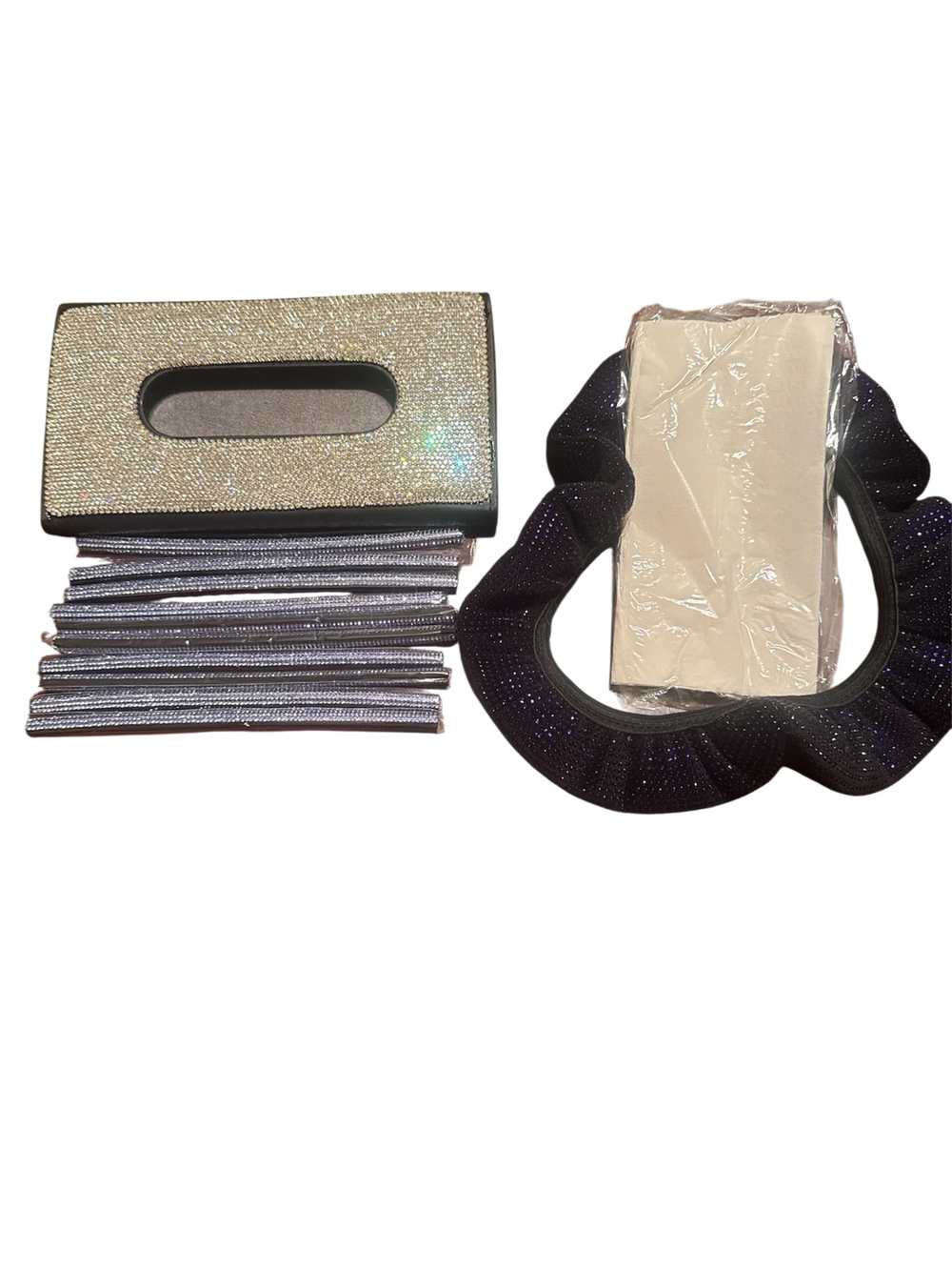 Sparkle Rhinestone Tissue Box Cover with Shimmery Car Accessories - Picture 4 of 4